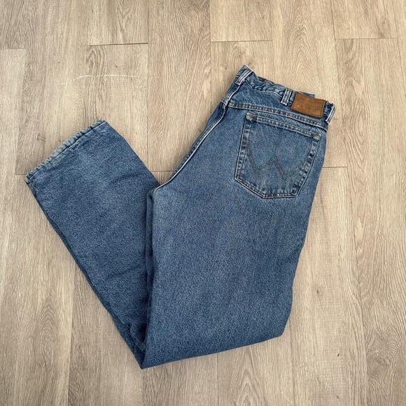Wrangler Y2K Red Fleece Lined Jeans Mens 36x34 Blue Rugged Wear‎ Relaxed Fit - Picture 12 of 12